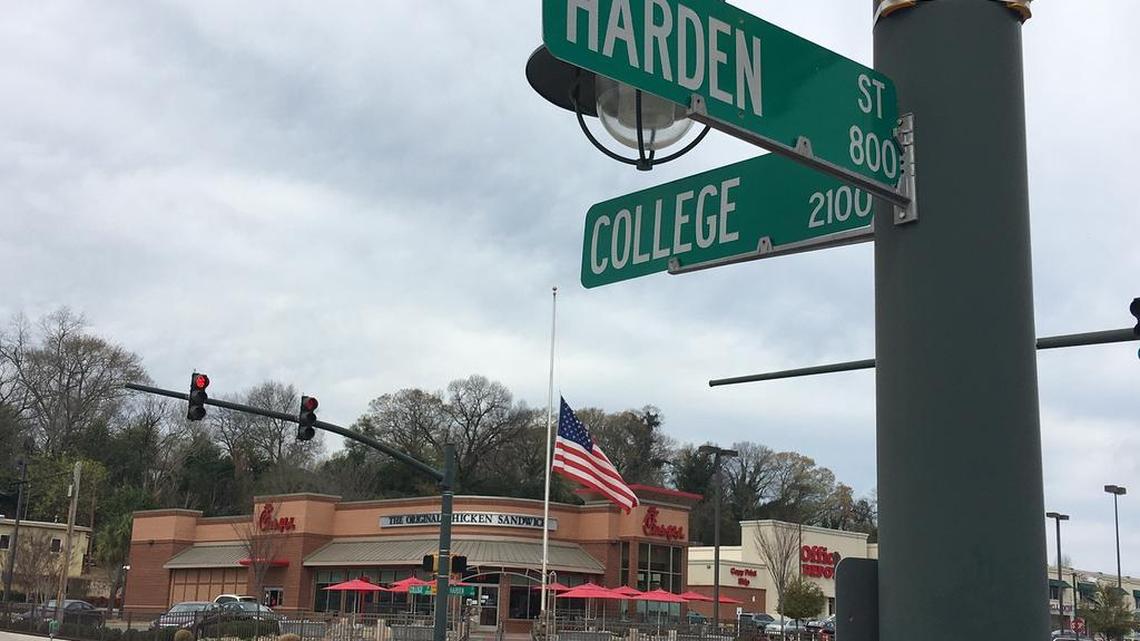 The intersection of College and Harden streets in Five Points is near where a woman was hit by a truck in 2012.