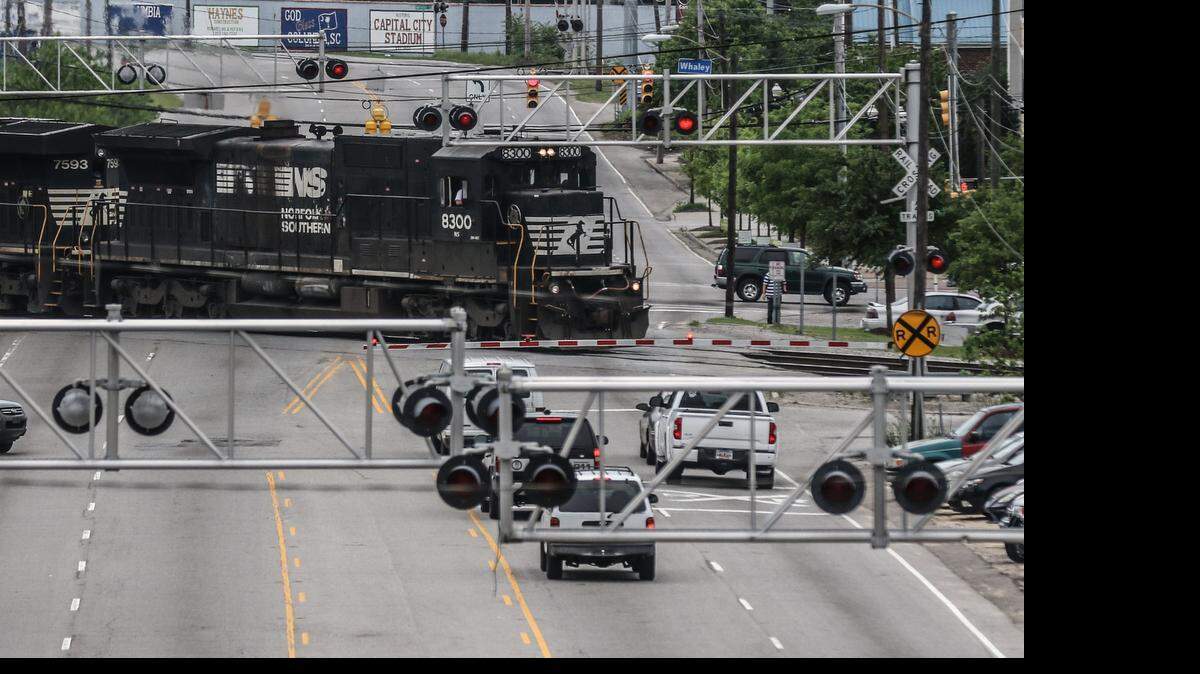 
The waits that motorists commonly encounter on Assembly Street at train crossings would be eliminated if proposed improvements are accepted by state transportation officials. Present plans call for overpasses at those crossings. 
