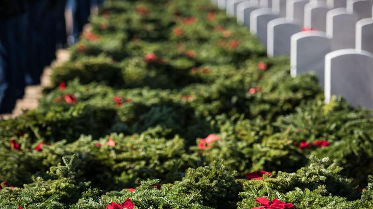 File photo. Wreaths are stacked in preparation for the Wreaths Across America ceremony at Fort Jackson National Cemetery Saturday, Dec. 17, 2016, in Columbia, S.C.