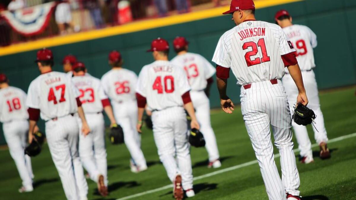 South Carolina’s Tyler Johnson and the rest of his teammates prepare for opening day at Founders Park on Friday.