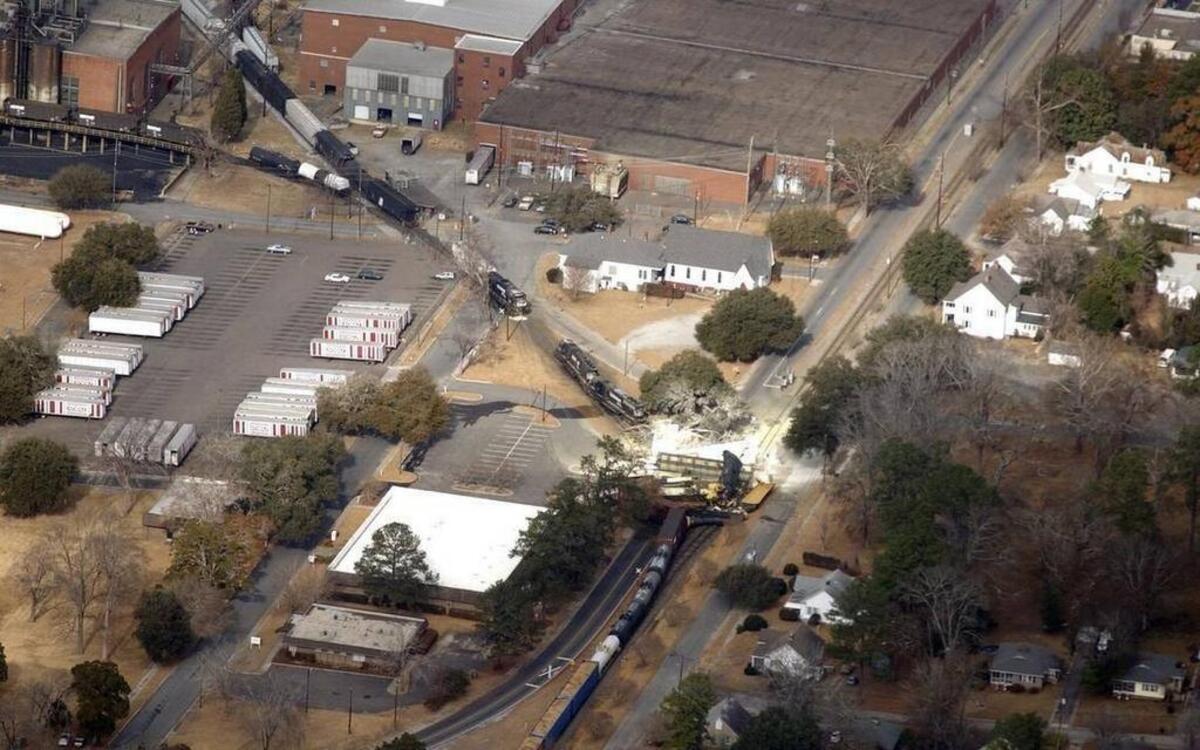 File photo of the wreckage from two trains involved in a crash are shown near downtown Graniteville.