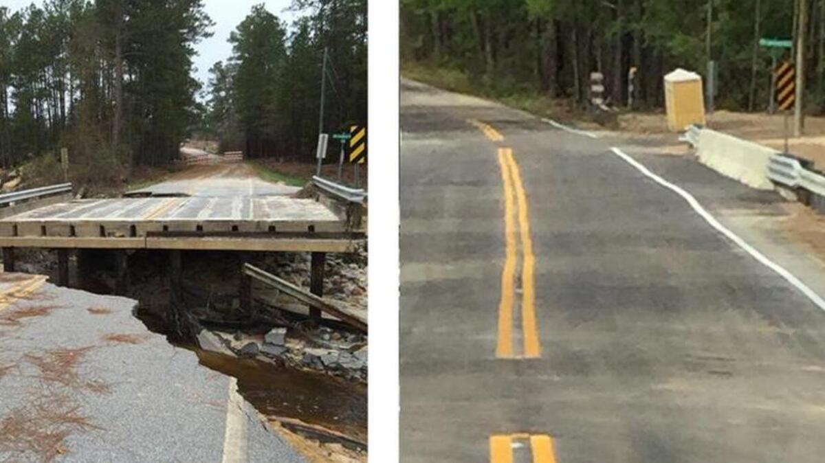 Congress Road Bridge in October, 2015 (on left) - Congress Road Bridge April, 2016 on its reopening