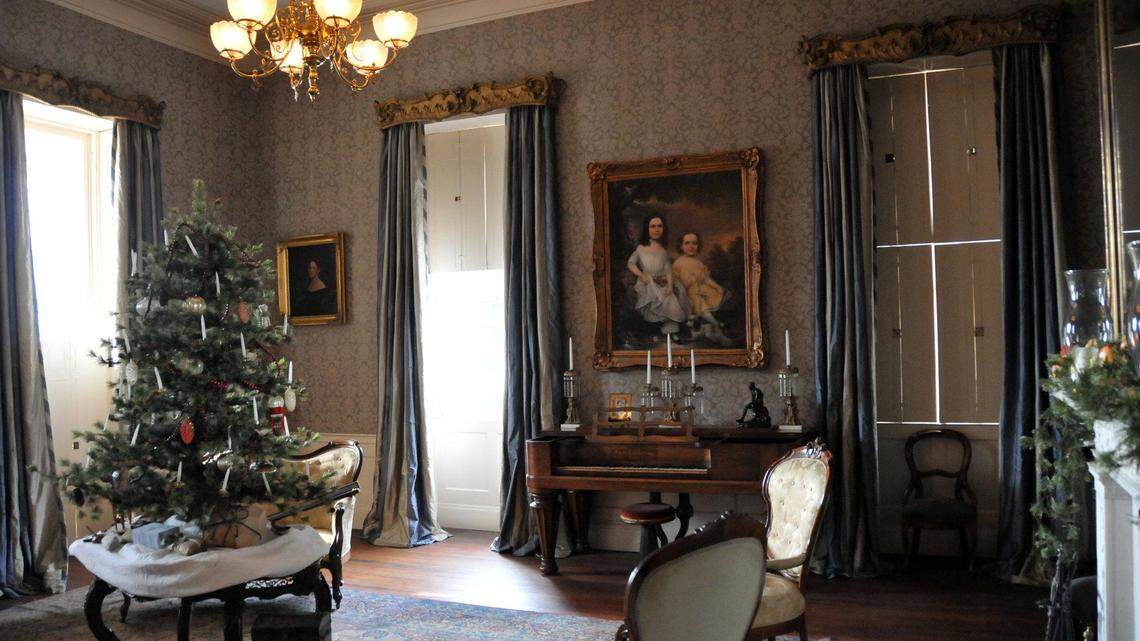 The Robert Mills House in Coumbia is seen here in December 2013 as part of Historic Columbia’s Holiday Tours. The tour is included in Southern Living magazine’s ‘The South’s Best Historic Christmas Home Tours.’ The Hampton-Preston Mansion, which is across Blanding Street from the Robert Mills House and is decorated with Christmas decorations from the Civil War period, also is included in the tour..