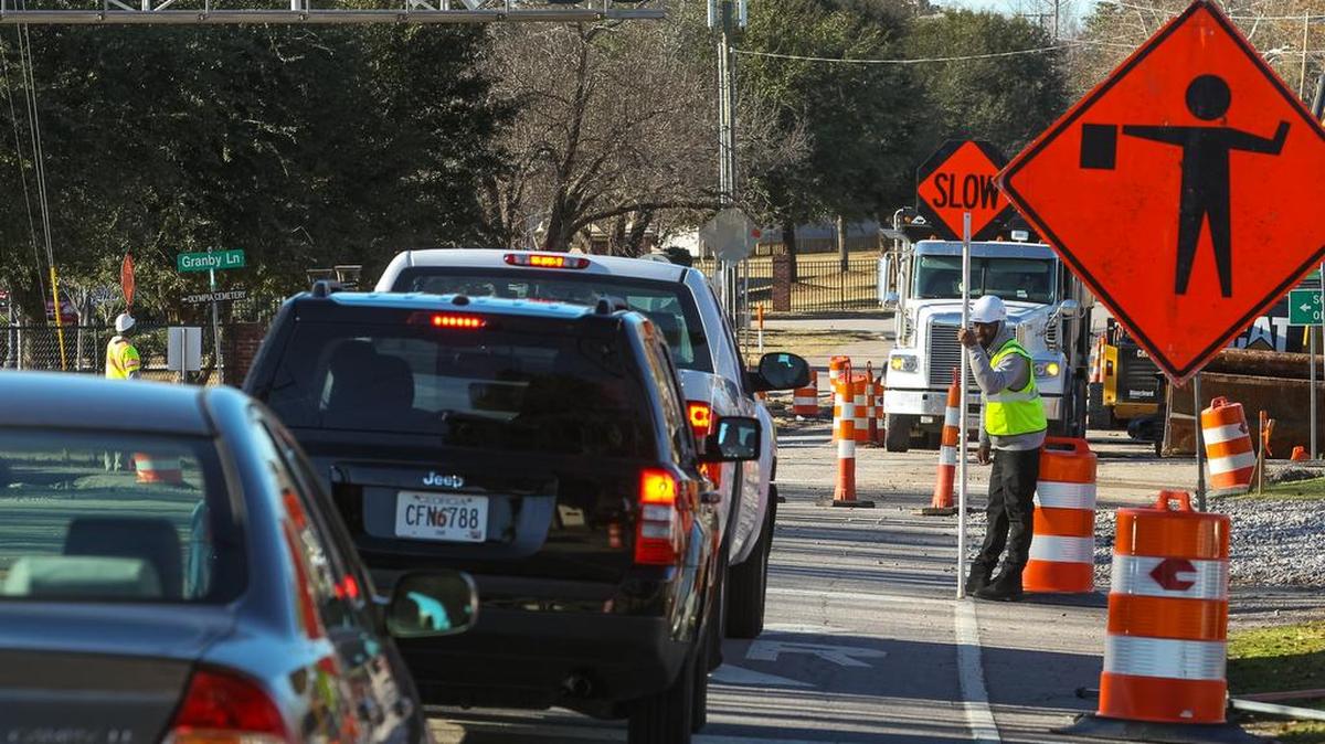 Road work on a stretch of Bluff Road earlier this year.