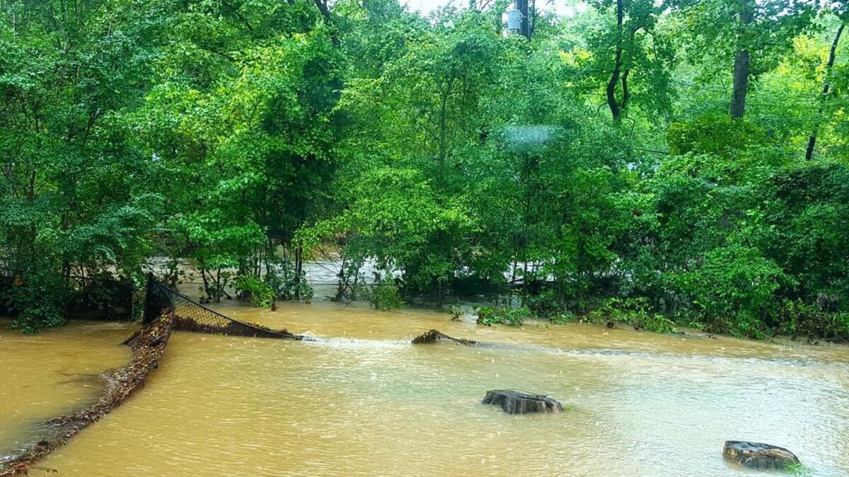 Kinley Creek overflowed into Tami Rhodes’ backyard in the Challedon neighborhood near Irmo after record rain last October.