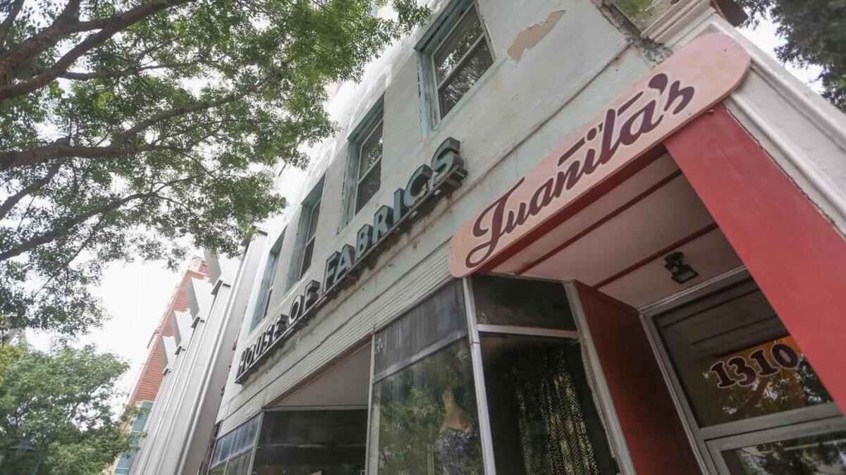 House of Fabrics and Juanita’s tailoring shop on Main Street.