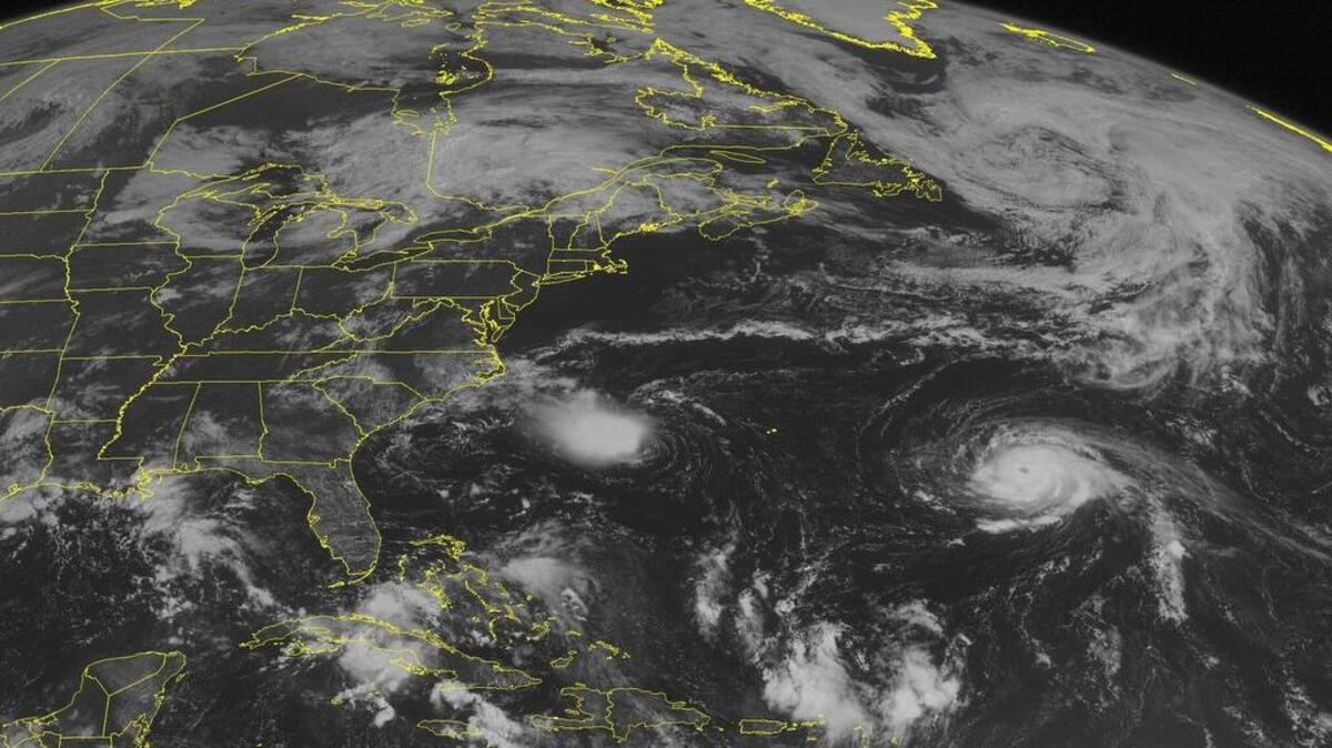 This NOAA satellite image taken Sunday, Aug. 28, 2016, at 9:45 AM EDT shows a developing line of showers and storms forming across the Great Lakes, through the Midwest and into the Central Plains due to a frontal boundary. Look for these storms to intensify during the afternoon hours. Scattered showers and storms continue for areas along the Gulf Coast due to an area of low pressure, while isolated showers and storms can be seen peppered across the Southeast. Tropical Depression Eight can be seen off the coast of South Carolina. This system is expected to strengthen to Tropical Storm strength winds, and slowly move towards the Outer Banks.