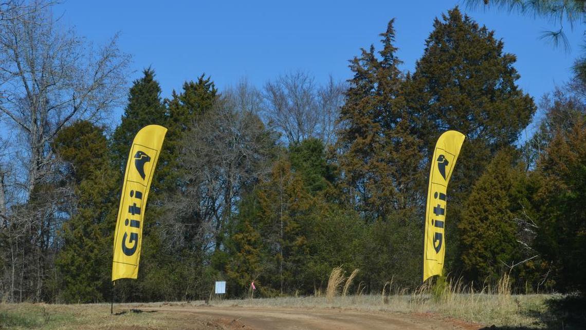 
Giti banner line the road that will be the entry to the plant of S.C. 9 near Richburg. The company is trying to protect many of the wooded acres as it develops the site. 
