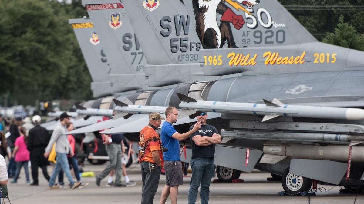People take an up close look at the flagship F-16CM of the 20th Fighter Wing Fighting Falcons during the Shaw Air Expo at Shaw Air Force Base in May of 2015 in Sumter. An airman with the 20th Fighter Wing was found dead in his home Sunday.