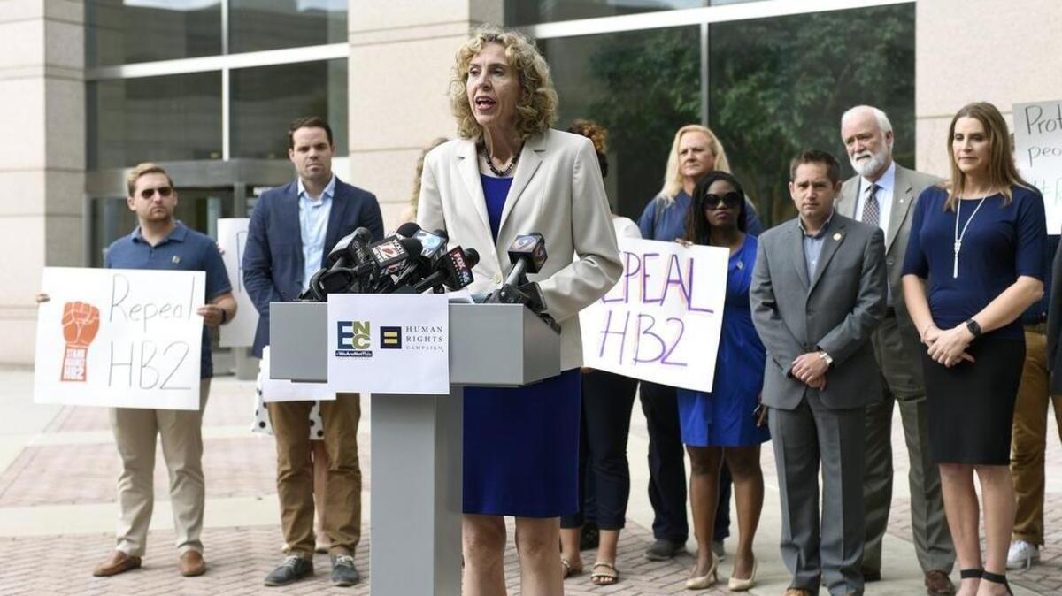 Charlotte Mayor Jennifer Roberts said the city council was not prepared to take up the ordinance protecting the LGBT community in Monday's council meeting. The Human Rights Campaign (HRC), the nation's largest lesbian, gay, bisexual, transgender, and queer (LGBTQ) civil rights organization, and Equality NC, the statewide organization working to secure equal rights and justice for LGBTQ North Carolinians, and other civic leaders held a press conference on, Monday, Sept. 19, 2016 at the Charlotte-Mecklenburg Government Center.