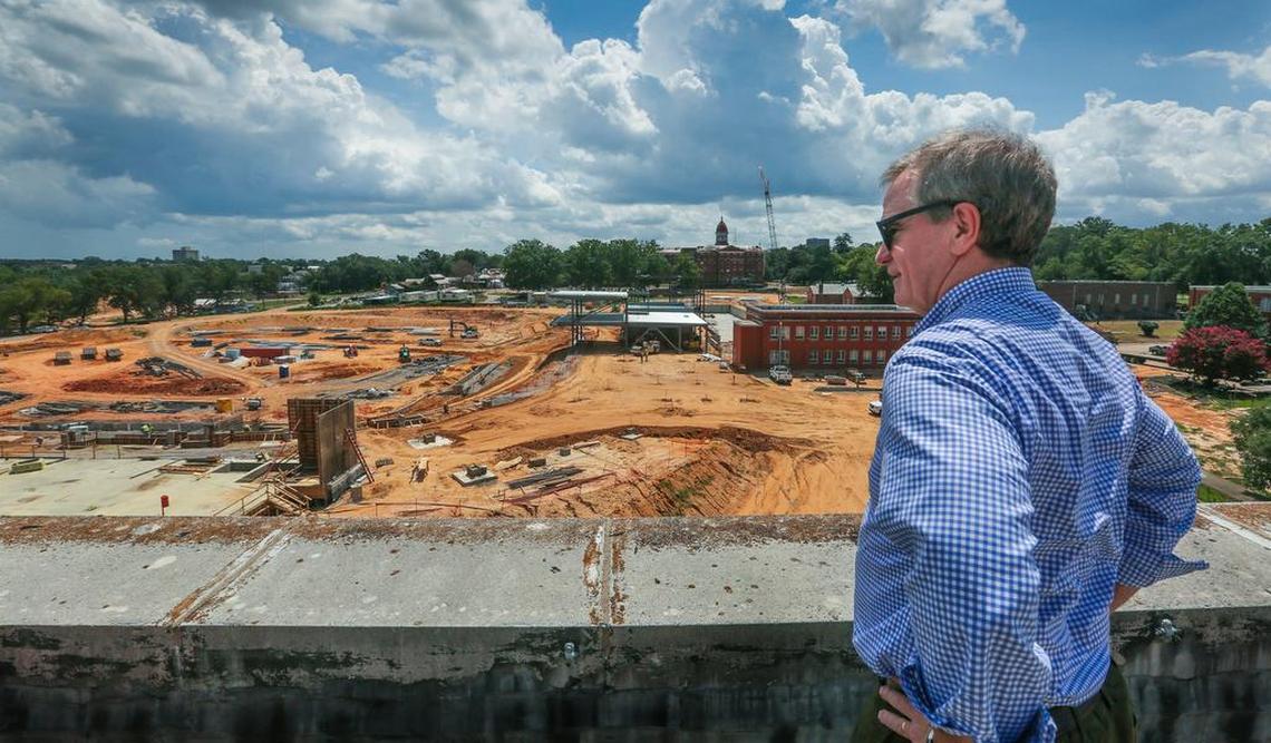 Developer Bob Hughes surveyed the progress of the Spirit Communications baseball stadium when it was under construction in 2015. A student housing developer had planned to build apartments near the stadium.