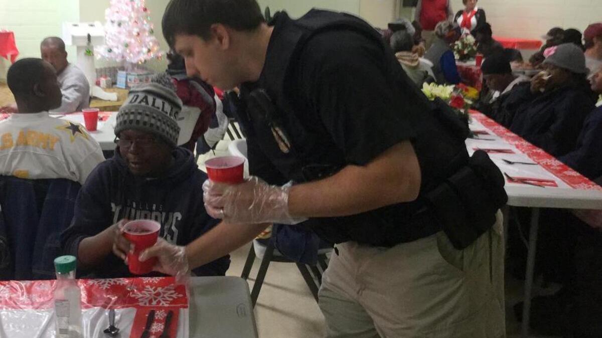 SC law enforcement helped out at Christ Central Ministries to feed the homeless Tuesday afternoon.