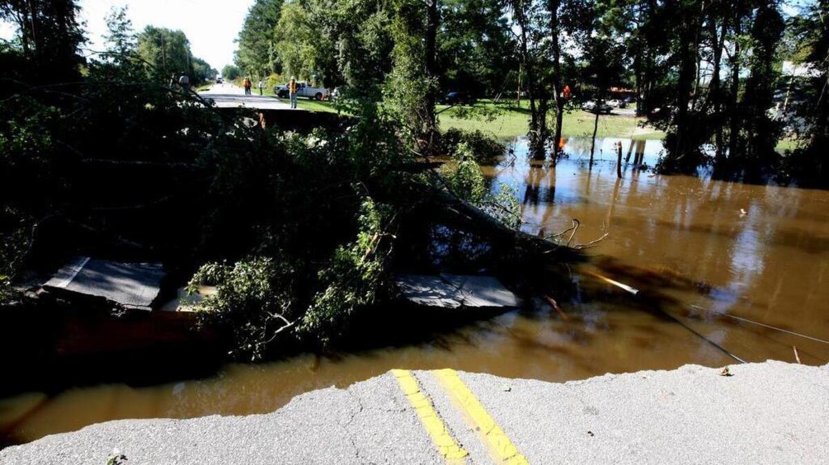 
Portions of Bluff Road are washed out near Gadsden. Many roads are out in the lower Richland County area, making it difficult for people to get food and water.
