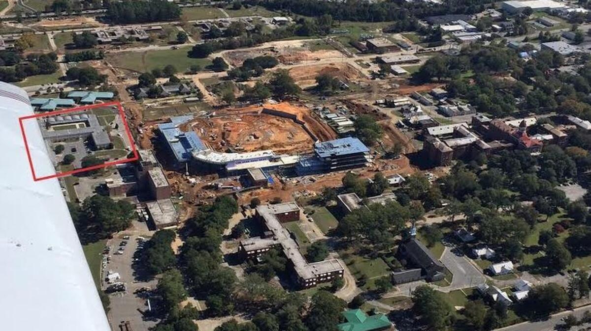 Red box in upper lefthand corner shows the general location of the 16 acres developer Bob Hughes has purchased and the land’s proximity to the new city-owned baseball stadium.