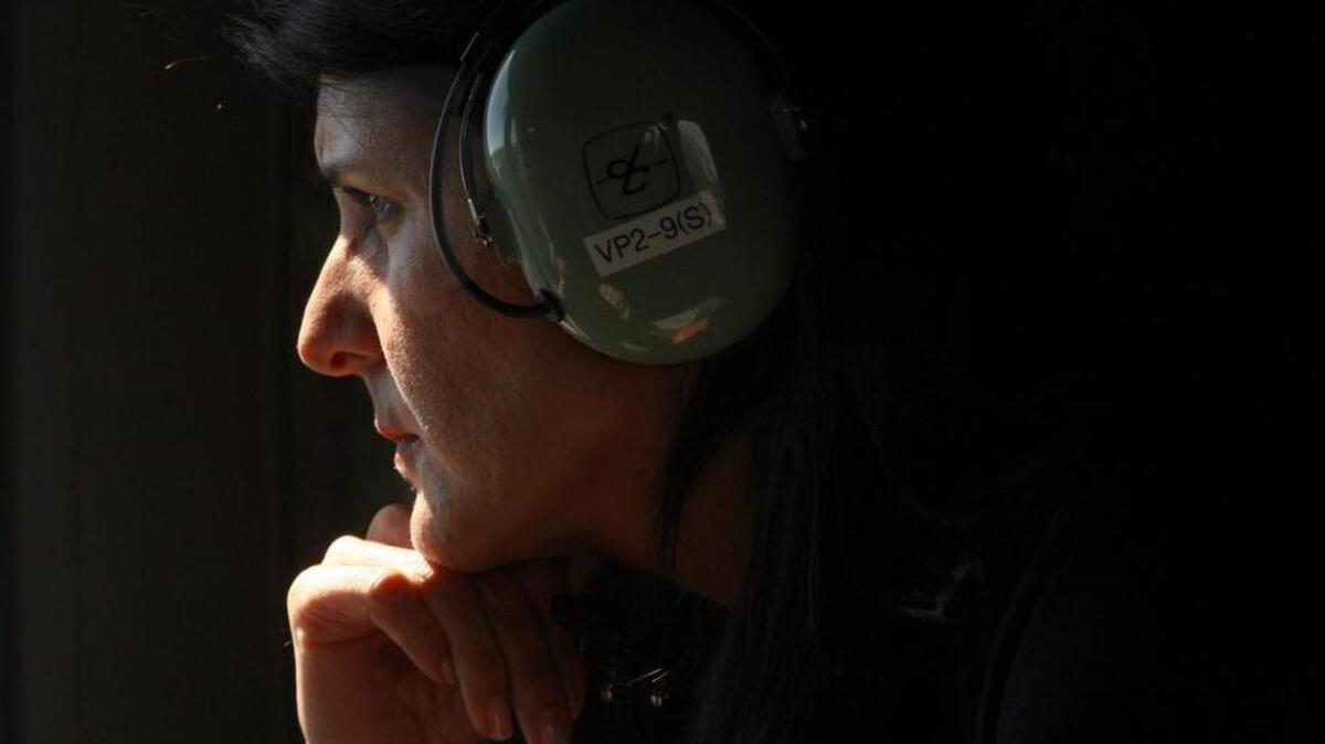 
South Carolina Governor Nikki Haley flies over Horry County to assess flood damage. 
