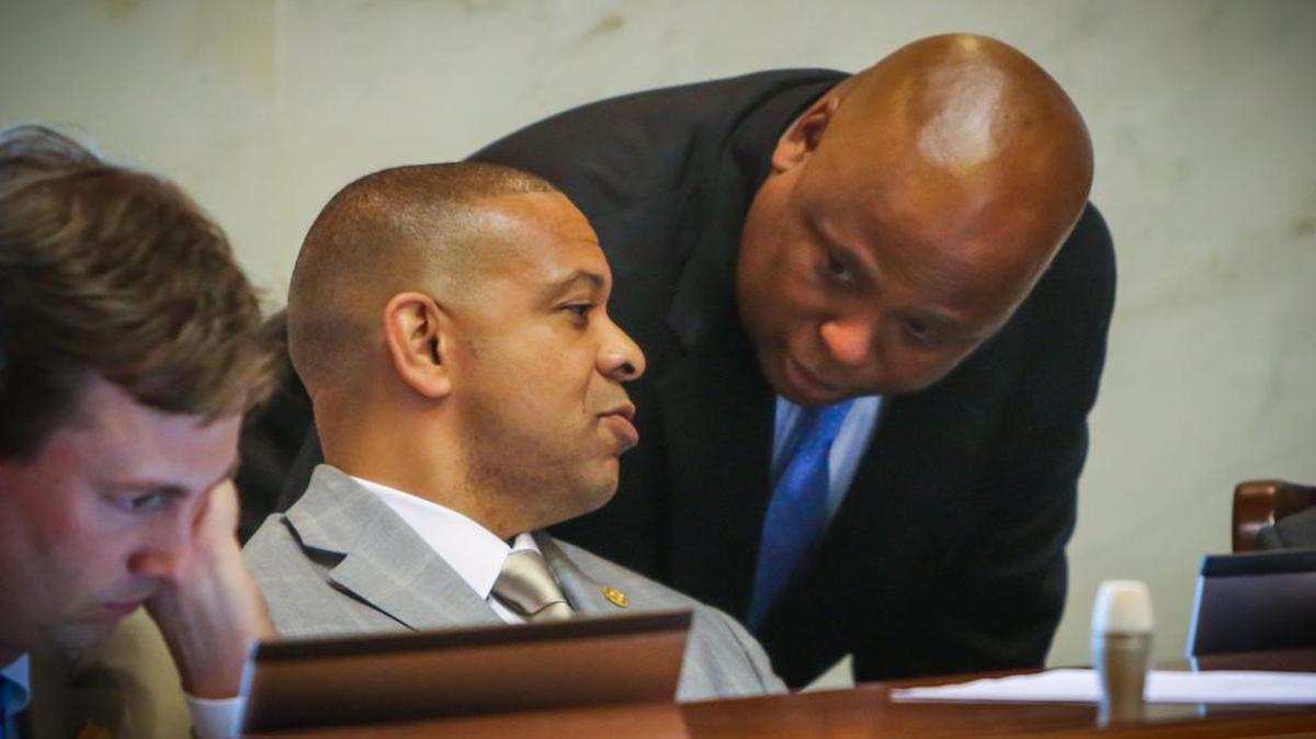 Sens. Marlon Kimpson, left, and Gerald Malloy, right, said the national climate on gun-related legislation has changed since the presidential election.