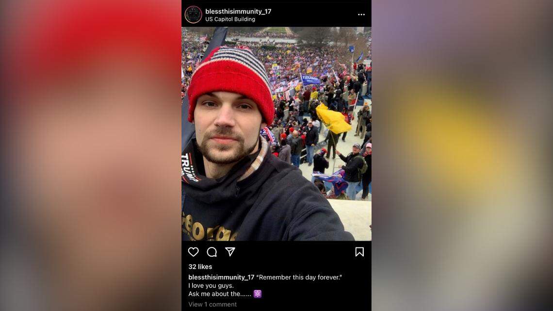 Nicholas Languerand posted a photo of himself at the Capitol on Instagram. He faces various charges, including violent entry and disorderly conduct on Capitol grounds.