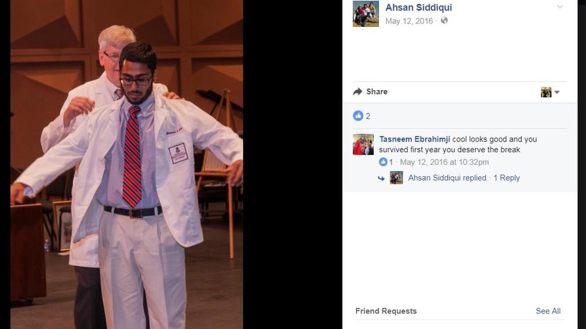 Ahsan Siddiqui died Saturday after an accidental shooting at a northeast Richland apartment. Siddiqui was a third-year student at the USC School of Medicine.
