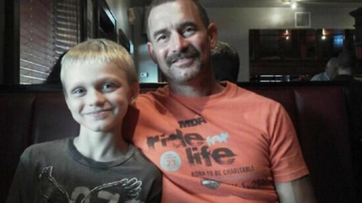 Jesse Osborne, left, and his father, right, in an old family photo.