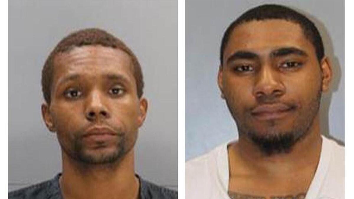 James Claudius Williams (on left) is in custody and Timothy Lamar Napoleon is still being sought