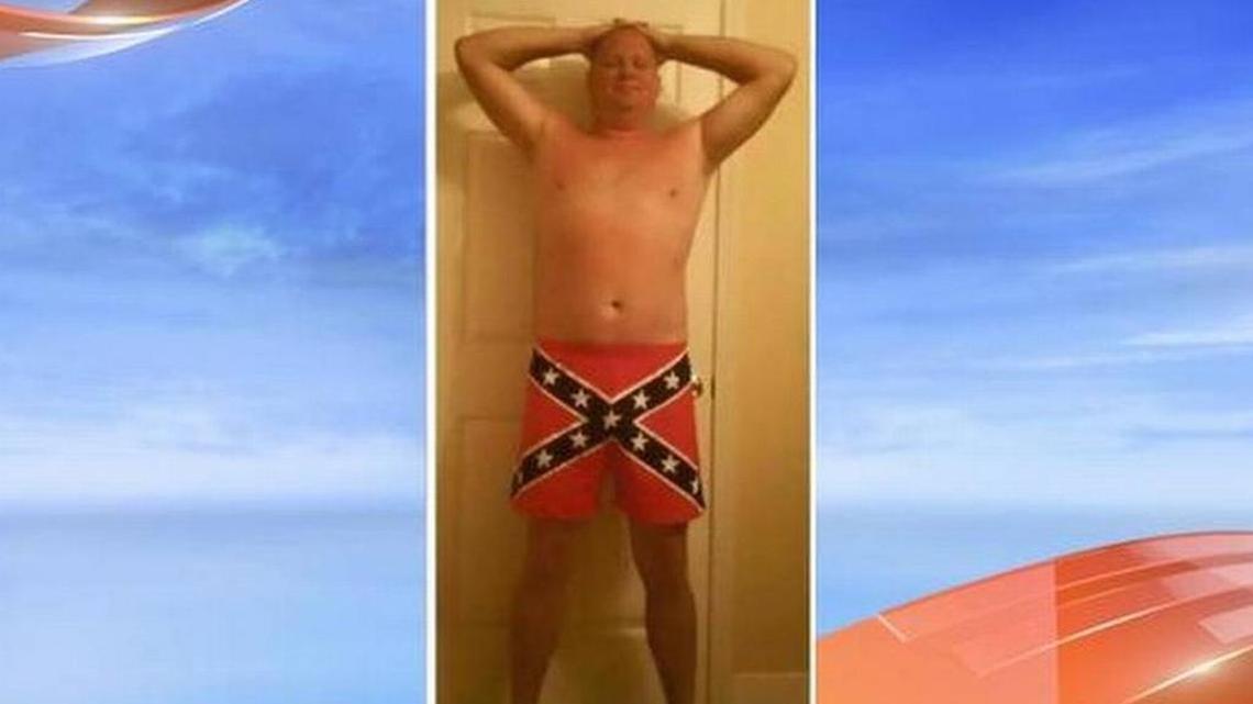 Former North Charleston police Sgt. Shannon Dildine wears Confederate flag boxer shorts in this image taken from social media.