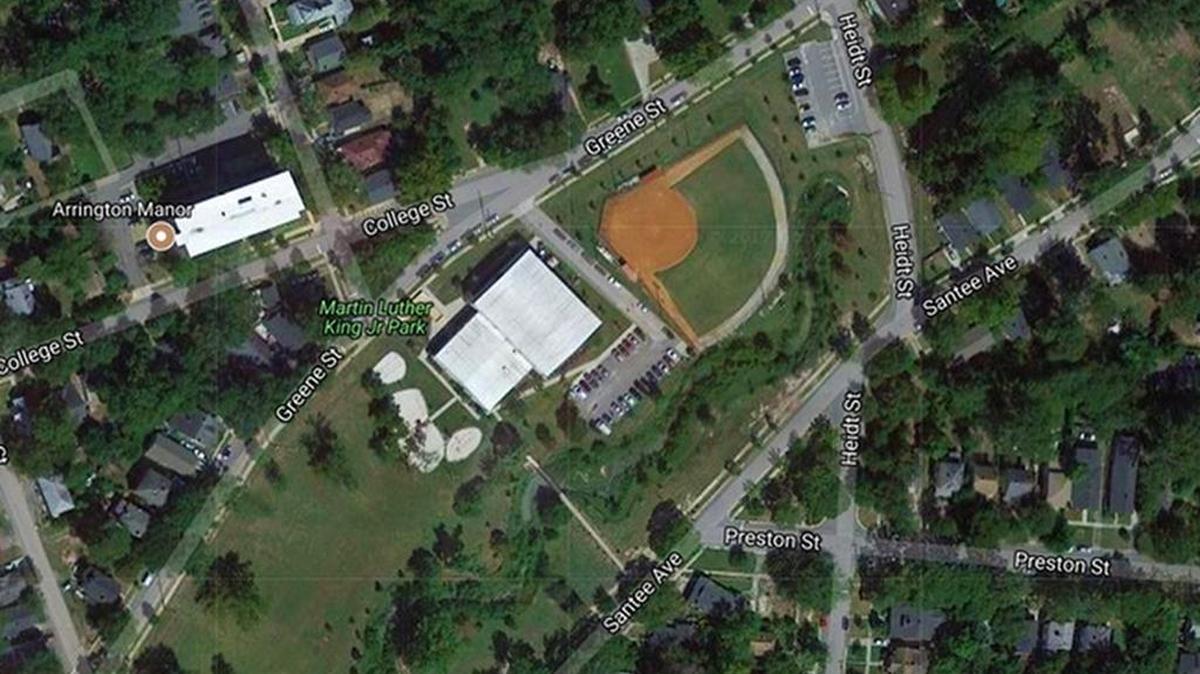 Aerial view of Martin Luther King Park in Columbia, SC