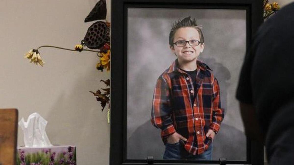 A framed photograph of Jacob Hall near a box of tissues in the lobby of the church, during the funeral for him Oct. 4 at Oakdale Baptist Church in Townville. Hall’s estate has filed a wrongful death lawsuit against the Anderson County Sheriff’s Office and Anderson School District 4 in connection with his death.