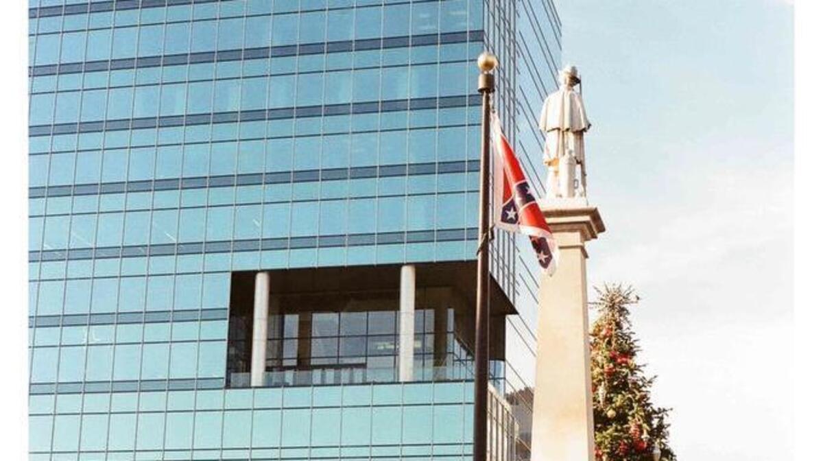 A photo Dylann Roof shot at the South Carolina State House of the Confederate battle flag, released in federal court on Tuesday