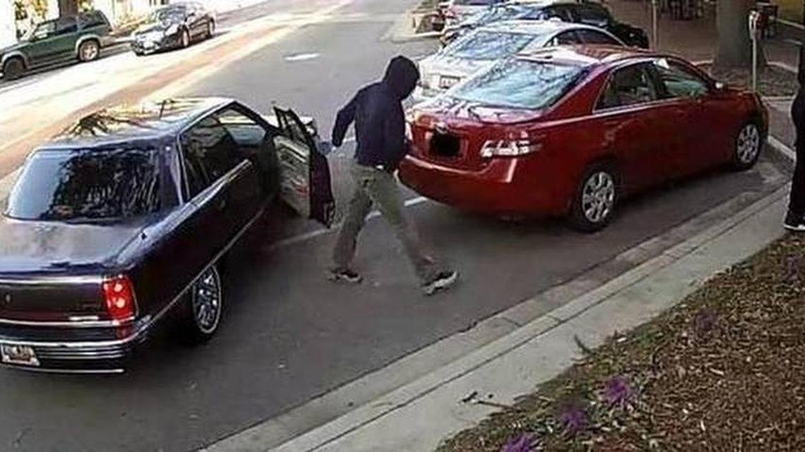 A photo from a surveillance camera shows robbers before they entered Sylvan’s Jewelers Feb. 19, 2015.