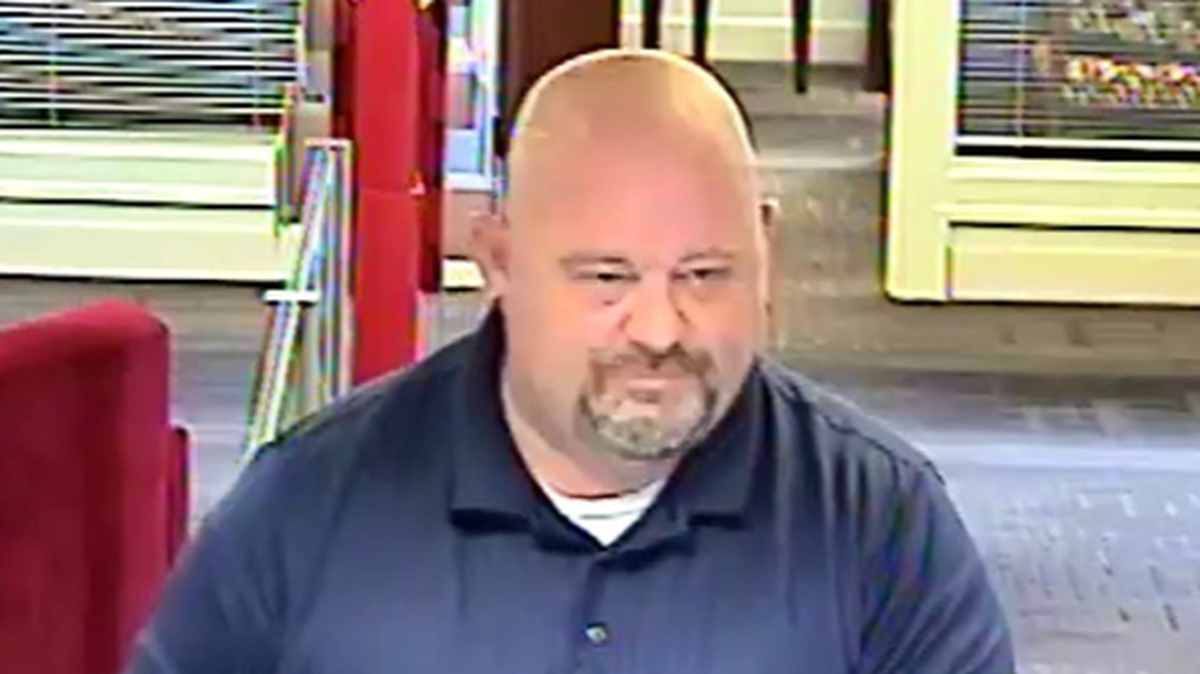 An image from a surveillance camera from a bank that was robbed in Simpsonville on Saturday.