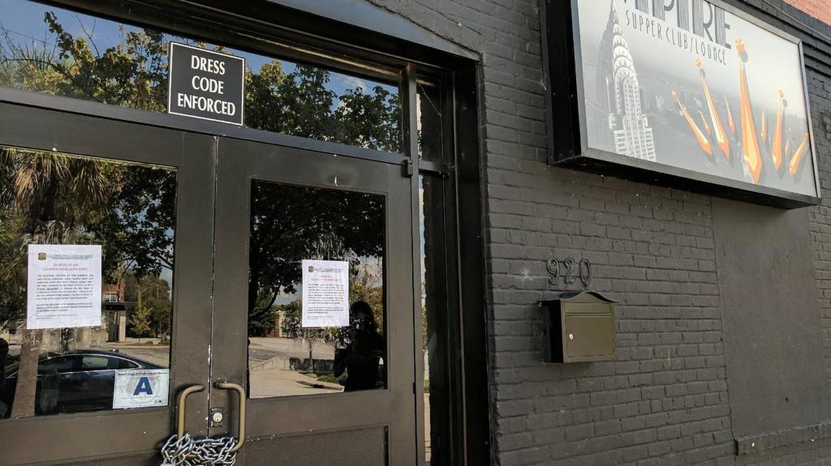The Empire Supper Club on Lady Street was padlocked shut Saturday after police declared it a nuisance and shut it down. Eight people were injured after shots were fired outside the club early Saturday morning.