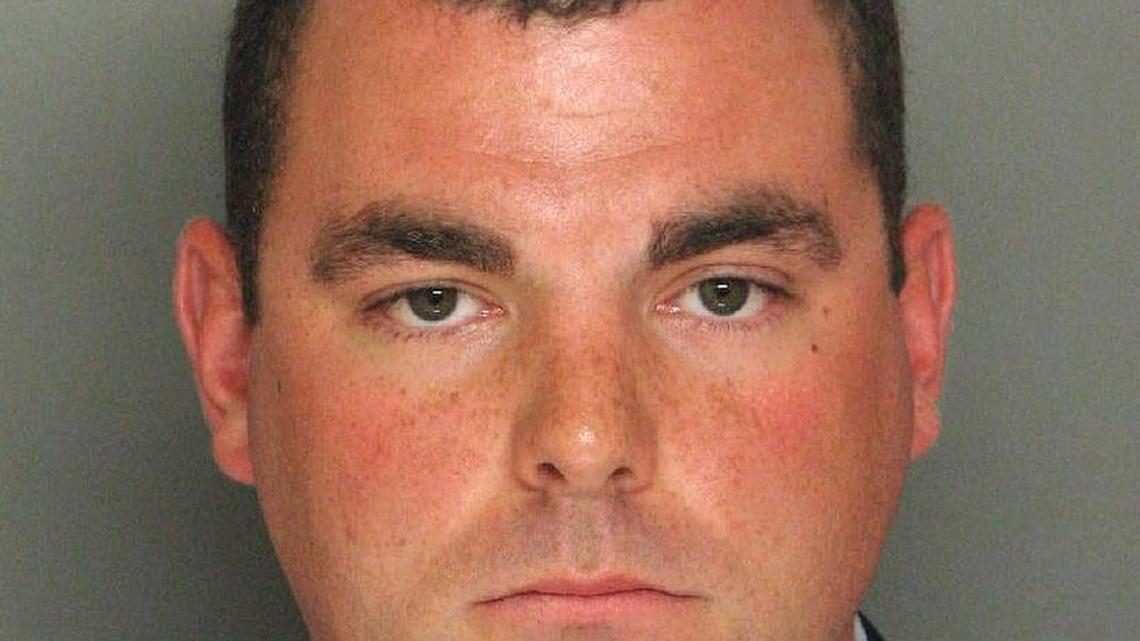 In this April 7, 2015, file booking photo provided by Edgefield County Detention Center, shows Justin Craven, a North Augusta, S.C., police officer. Craven took a plea deal Monday, April 11, 2016, in the shooting death of Ernest Satterwhite in February 2014. Craven was sentenced to three years probation and 80 hours of community service.