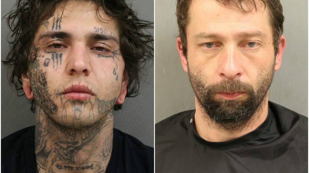 John Hunt, left, and Corey Norris were arrested on drug and weapon charges after a traffic stop in Kershaw County, SC, on Monday, April 23, 2018.