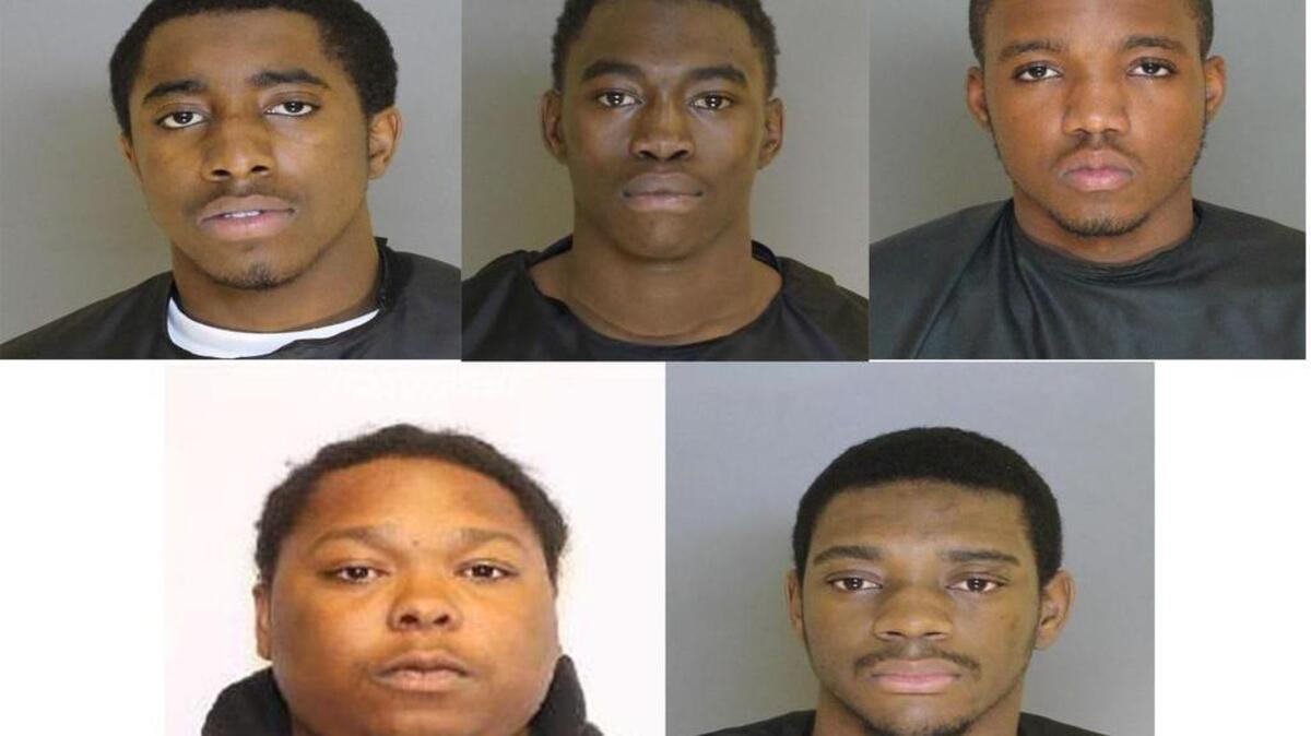 First row fromleft, Dontrell Dean, Kennan Georgia, Bernard Peoples. Second row from left, Tavoris Gaillaird and Arkeylin Scott.