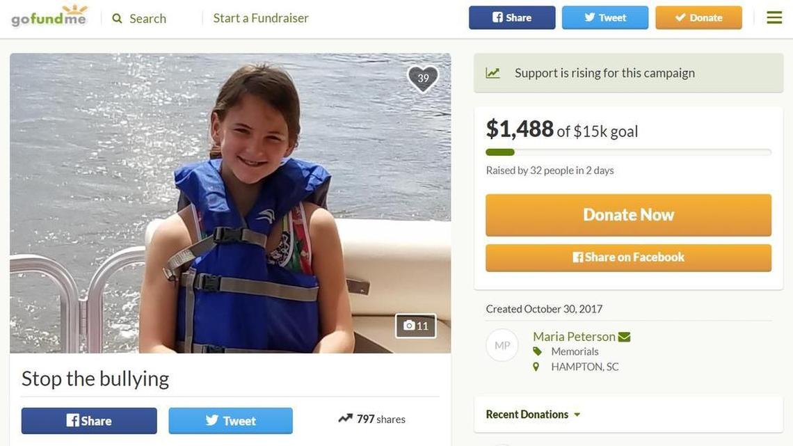 A screenshot of a GoFundMe account created to help the family of Toni Rivers.