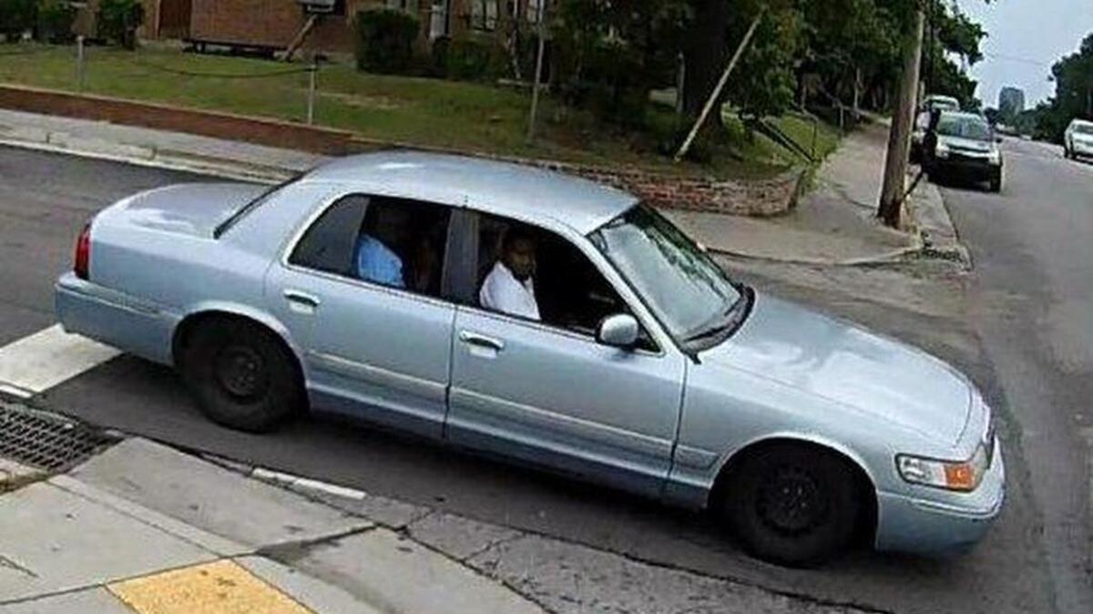 
Officials are searching for four unidentified men in this late-1990s Mercury Marquis seen at the scene of Thursday night’s Gonzales Gardens shooting.
