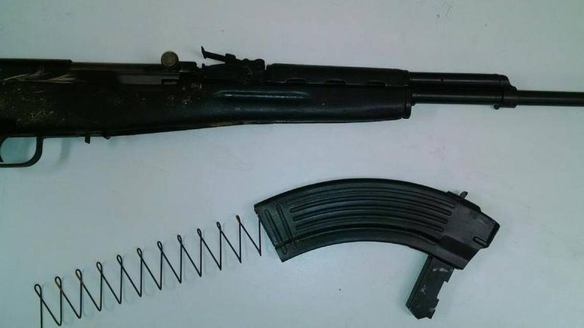 An SKS 7.62 caliber rifle confiscated during an arrest.