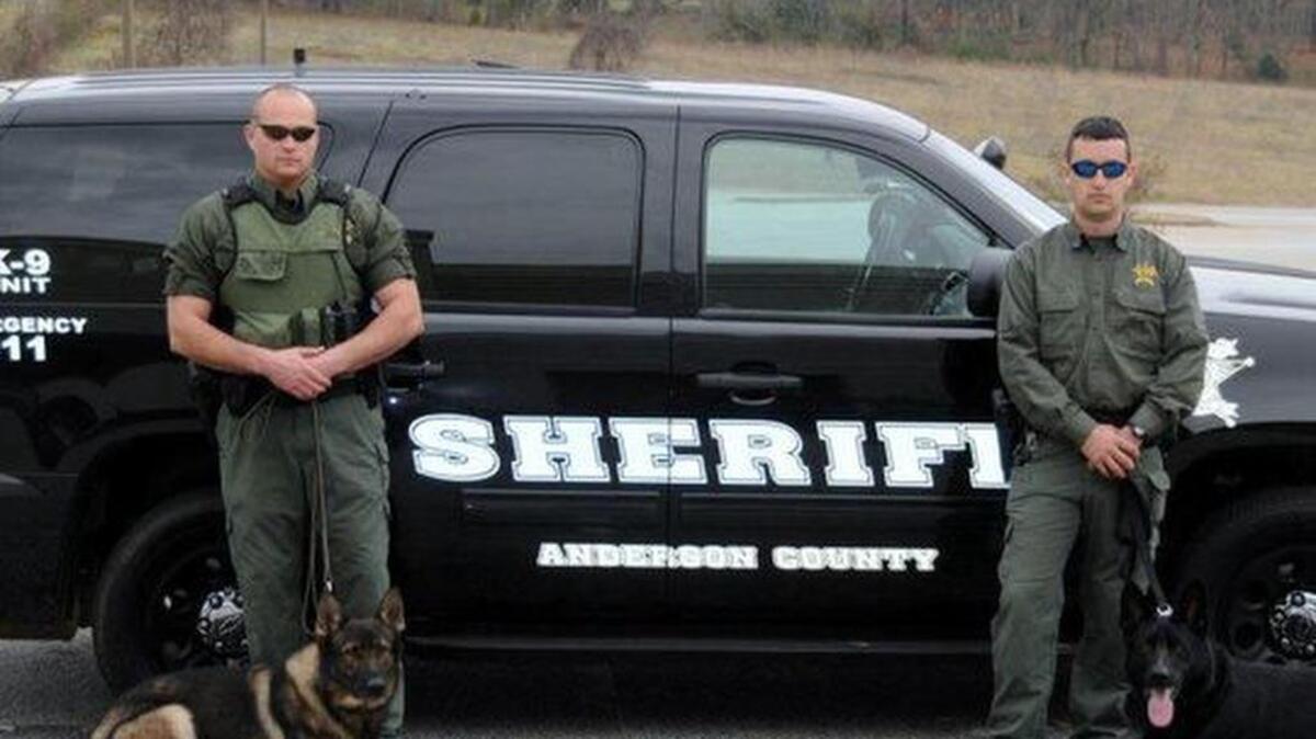 Anderson County K-9 Hyco pictured with his handler, Deputy Brandon Surratt.