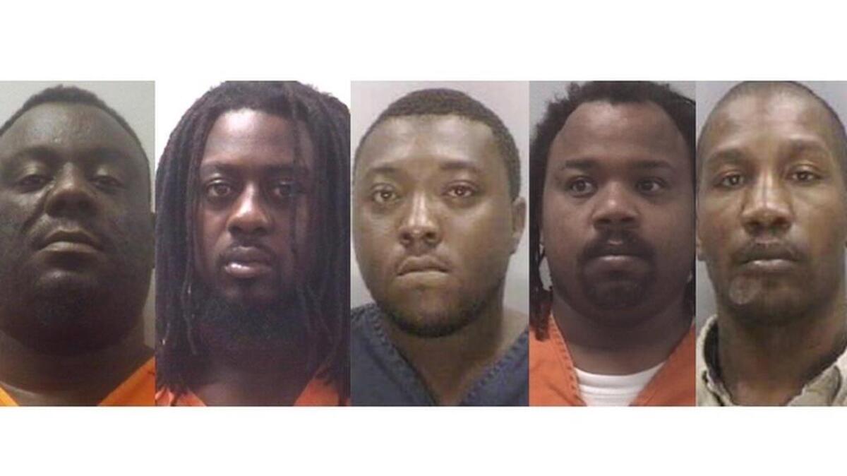 (From the left) Christopher Donnell Brown, Delvaron Mufeed Jonel Thomas, Meldrick Leon Owens, Ernest Gerod Sims, Warren Spruill, Jr.