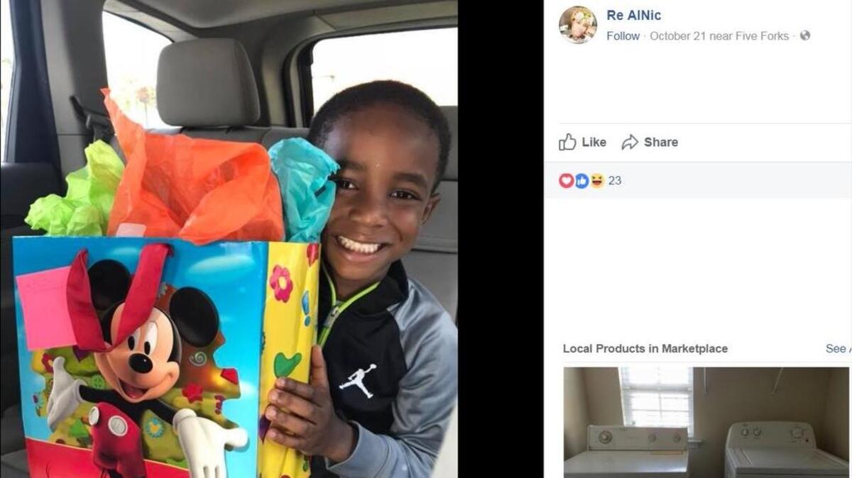 Screenshot of Nicole Rector’s post on Facebook. Pictured is her son, Nicholes.