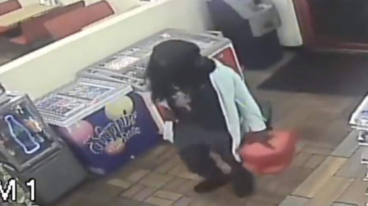 Cayce police are searching for a man who robbed a convenience store early Sunday while wearing a wig and a zip-up jacket with a panda on it.
