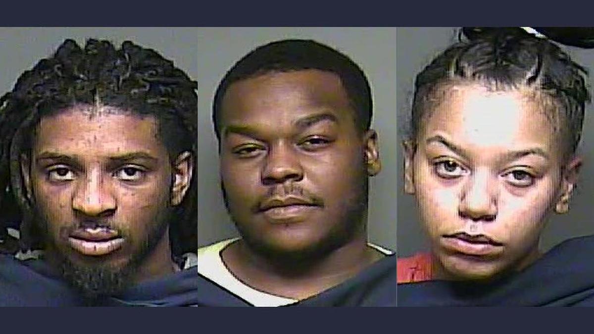 From left: Elontrae Glenn, Santario Washington and Morgan Fowler were charged in connection with the theft of guns and bullet-proof vests from police cars at a Columbia hotel. The three were arrested after leading troopers on a high-speed chase up I-77 early Friday morning.