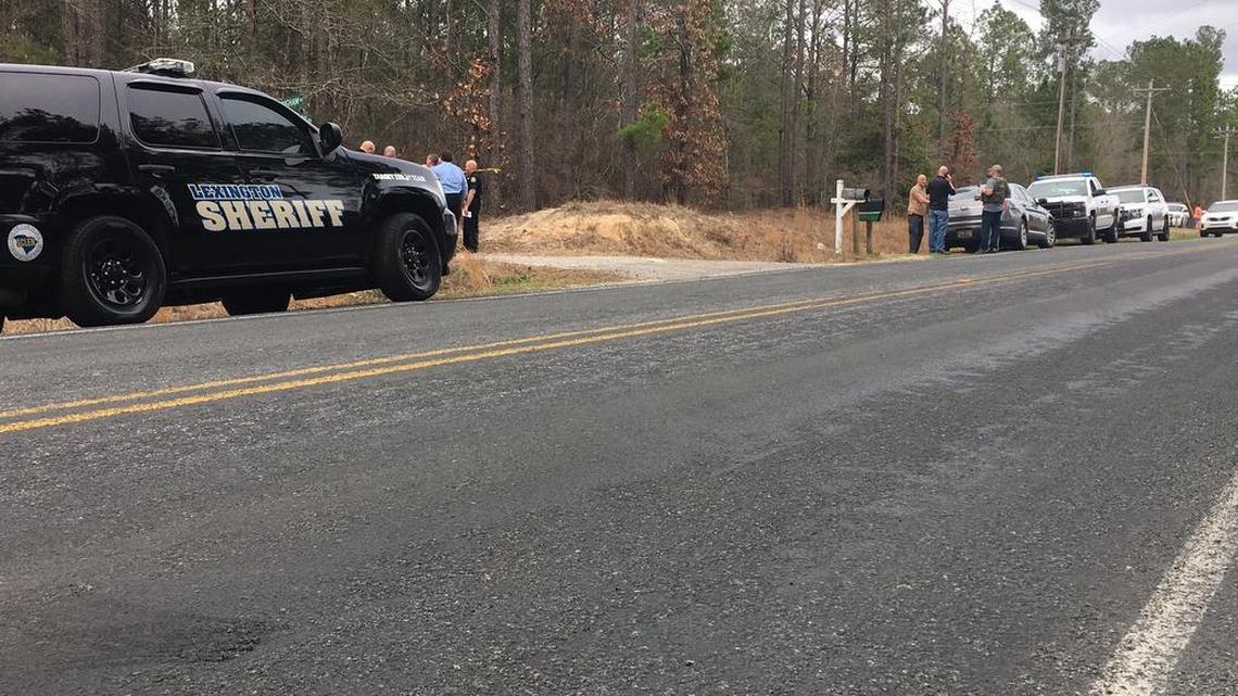 The scene on Boiling Springs Road Wednesday afternoon after deputies exchanged gunfire with a suspect, the sheriff said.