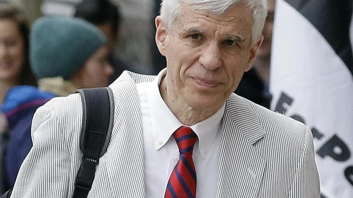 FILE - In this Thursday, April 30, 2015, file photo, defense attorney David Bruck arrives at federal court in Boston during the penalty phase in the trial of Dzhokhar Tsarnaev. On Thursday, July 23, 2015, a federal judge appointed Bruck to represent Dylann Roof, who authorities have charged with the June 17 shooting at Emanuel African Methodist Church in Charleston, S.C.