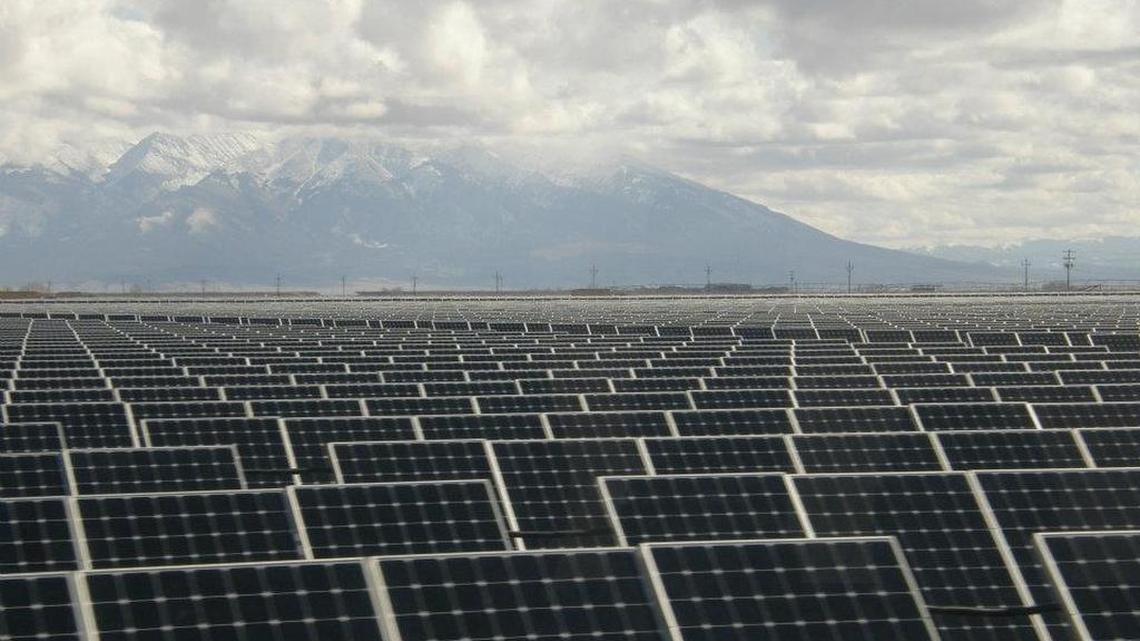Solar energy is a way to produce energy from the sun’s rays at little cost. This array of solar panels is in Colorado.