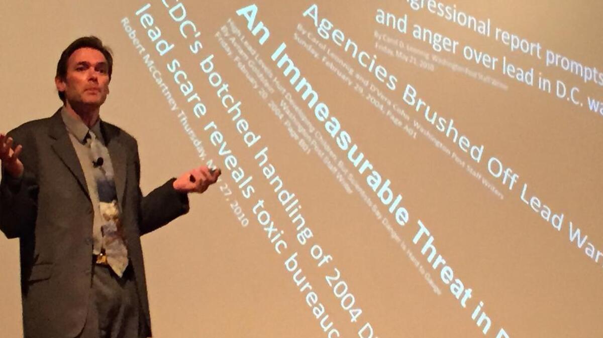 Nationally known Virginia Tech professor Marc Edward speaks Friday at the University of South Carolina. Edwards is credited with exposing a crisis with lead in drinking water in Flint, Mich.