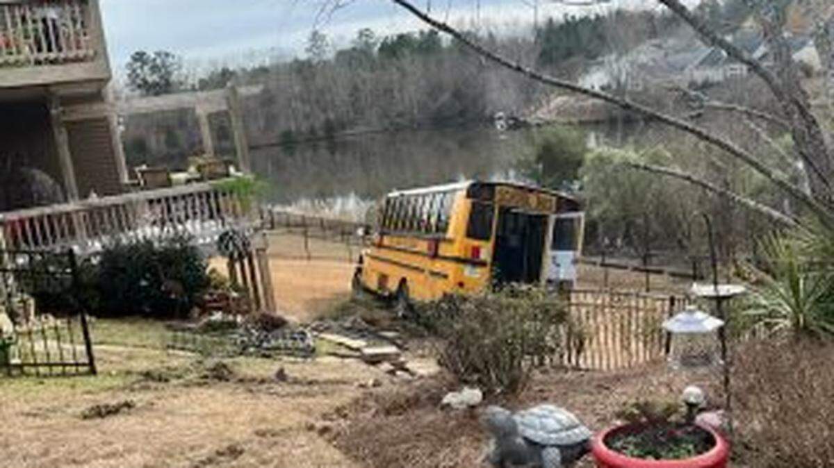 A Lexington-Richland School District 5 bus crashed into a residential yard Friday afternoon, according to the Columbia Police Department. 