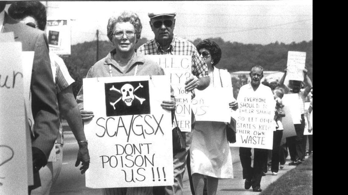 About 40 Lake Marion-area residents picketed DHEC headquarters in April 1986 to protest the agency’s handing of the GSX-Laidlaw-Safety Kleen landfill near Pinewood. As many people warned would happen, South Carolina taxpayers, not the former landfill owners, now are responsible for ensuring hazardous materials don’t make it into into the lake.