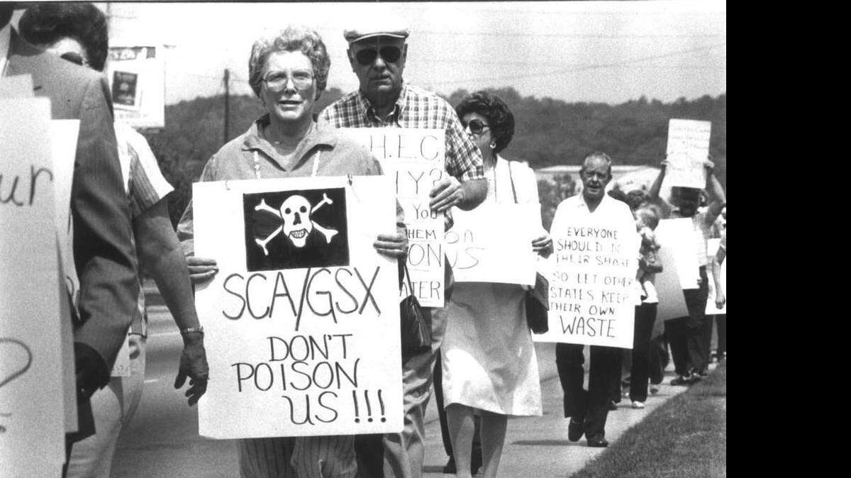 About 40 Lake Marion-area residents picketed DHEC headquarters in April 1986 to protest the agency’s handing of the GSX-Laidlaw-Safety Kleen landfill near Pinewood. As many people warned would happen, South Carolina taxpayers, not the former landfill owners, now are responsible for ensuring hazardous materials don’t make it into into the lake.