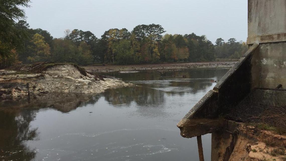 Broken dam at Lake Dogwood, lower Richland County.